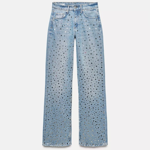 Zara Mid-Rise Wide Mirror Jeans - Picture 1 of 2